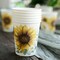 24 White 9 oz Yellow Sunflower Design All Purpose Paper Cups Party Tableware